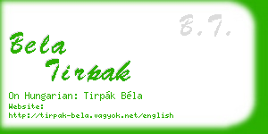 bela tirpak business card